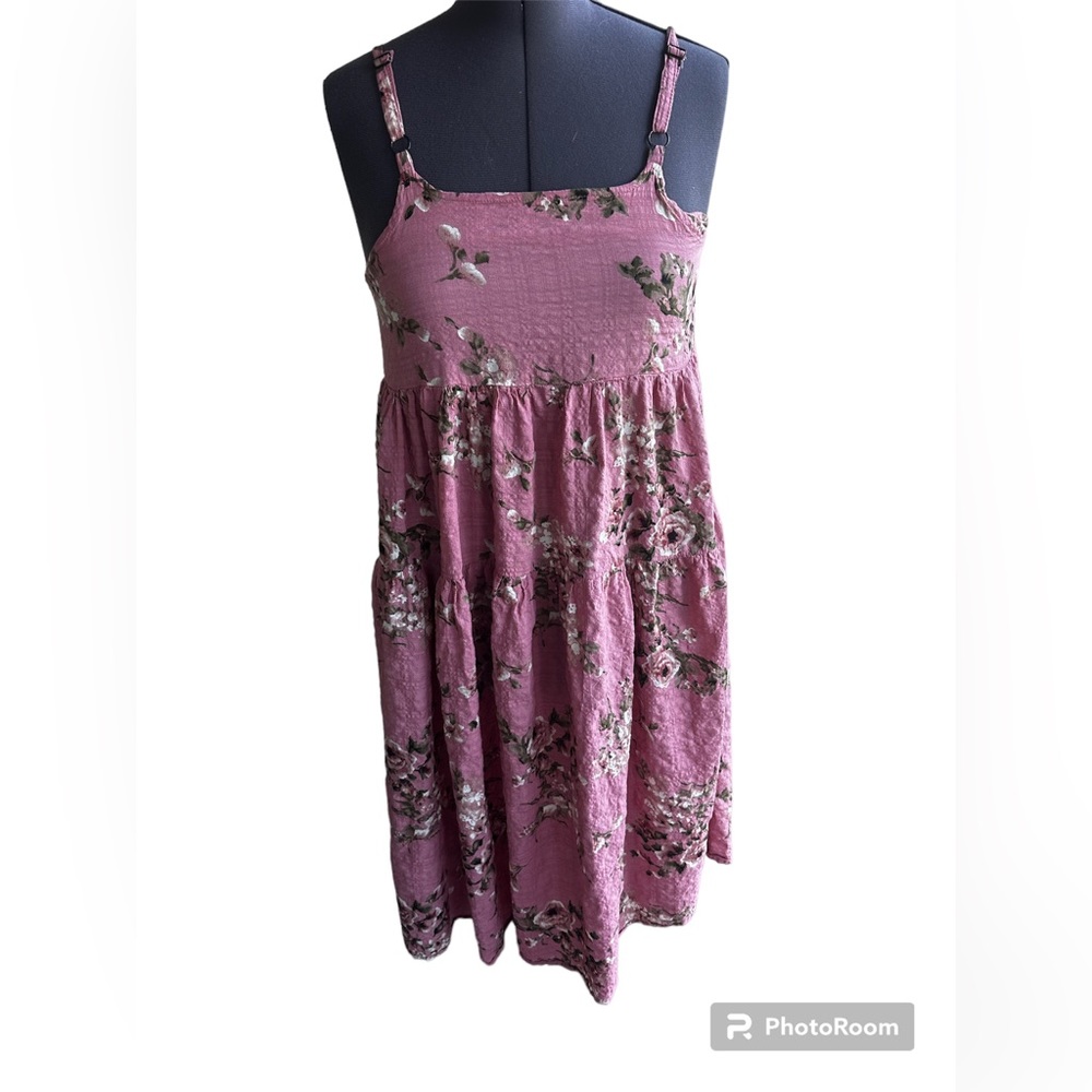 Dusty rose floral boho empire waist maxi dress
